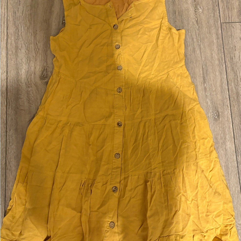 Paper crane Yellow Button-Up Sleeveless Dress